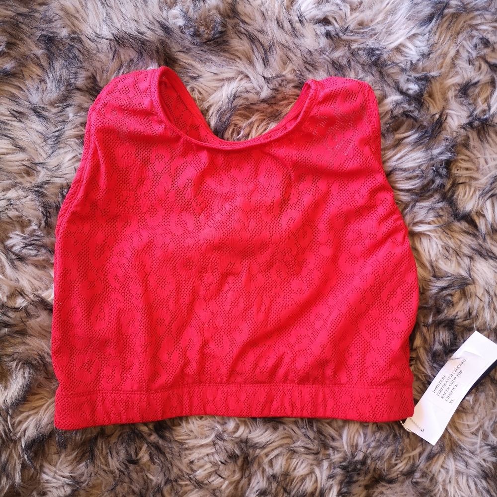 Brand New Adam Selman Sport Red Leopard Crop Top - Picture 2 of 8